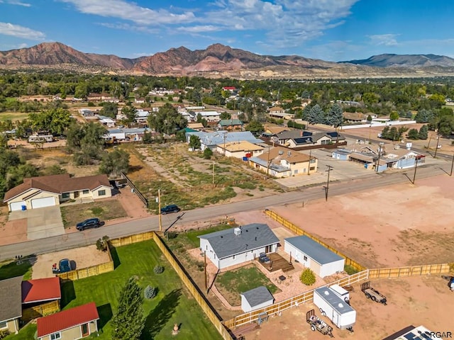 aerial view with a mountain view