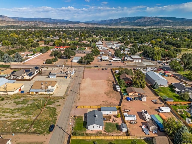 aerial view with a mountain view