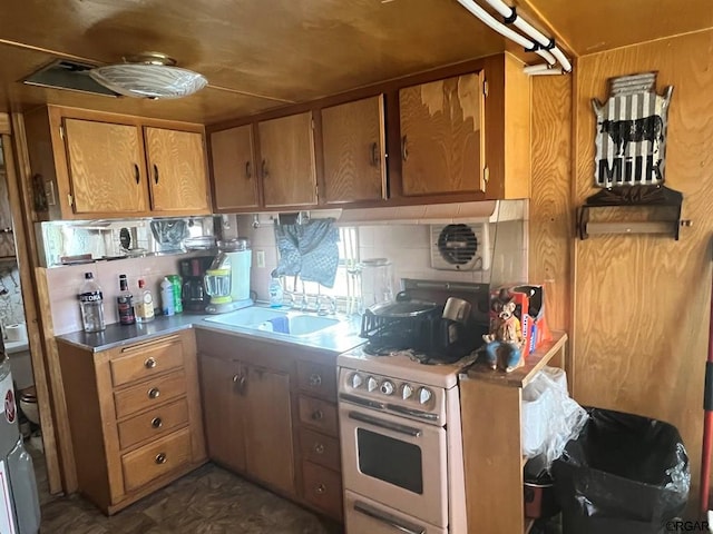 kitchen featuring sink, gas range gas stove, and backsplash