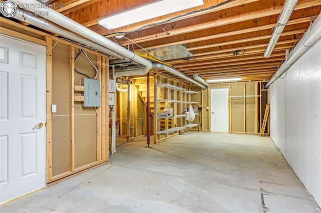 basement with electric panel