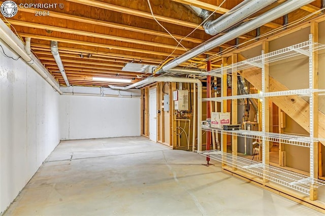 basement featuring water heater