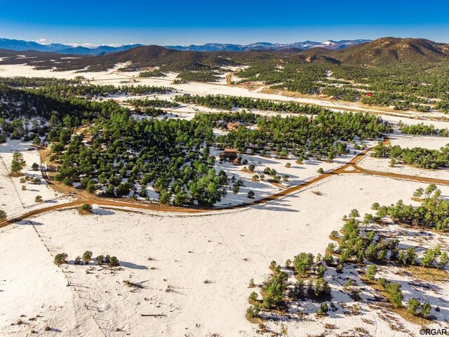 bird's eye view with a mountain view