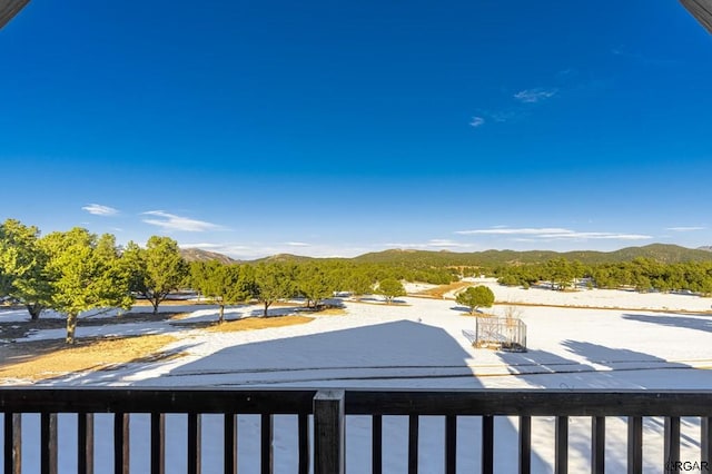 view of yard with a mountain view