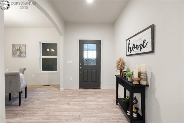 entryway with light wood-type flooring