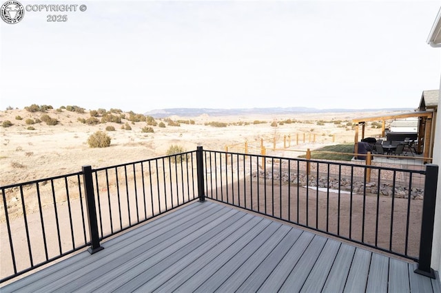 deck with a mountain view