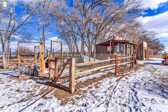 view of yard covered in snow