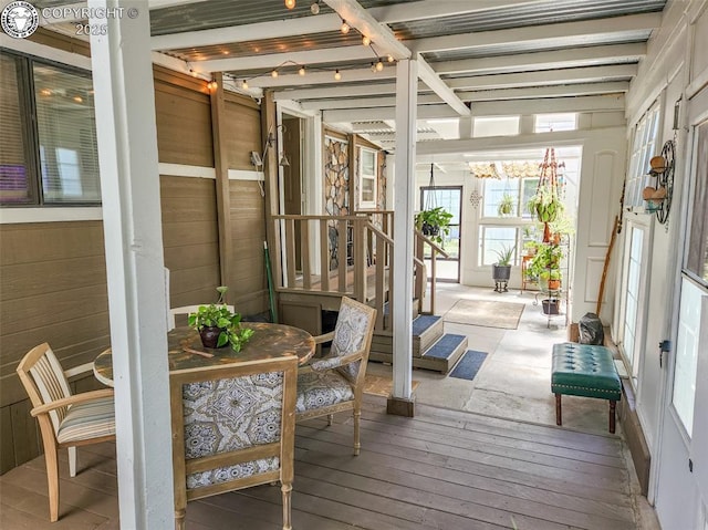 600 Raintree Blvd Unit 99, Canon City, CO 81212 - sunroom featuring a chandelier and beamed ceiling