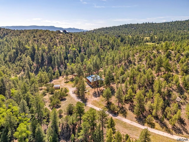 birds eye view of property with a mountain view