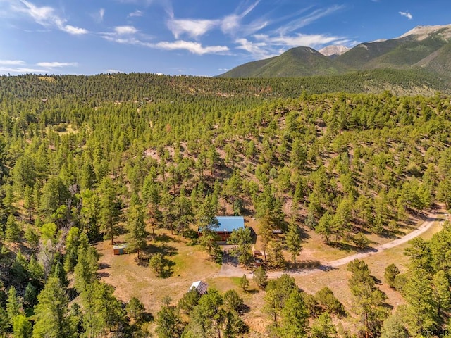 aerial view with a mountain view