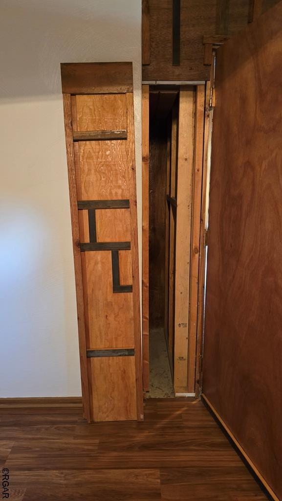 hallway with dark wood-type flooring