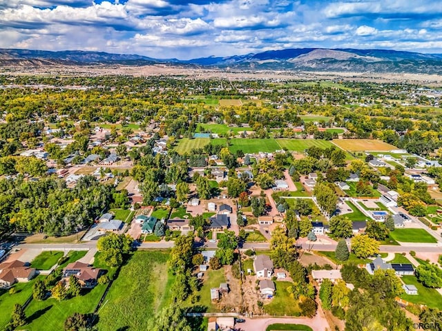 drone / aerial view with a mountain view