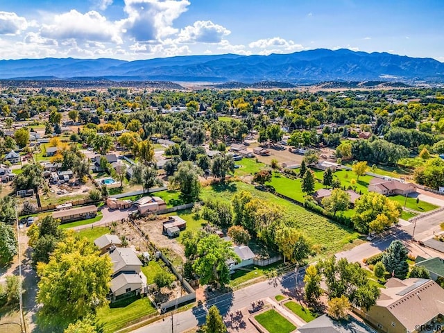 birds eye view of property with a mountain view