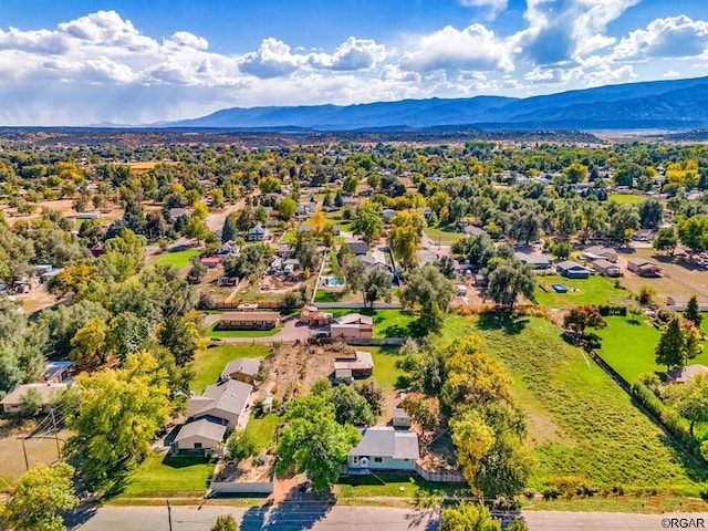 bird's eye view with a mountain view