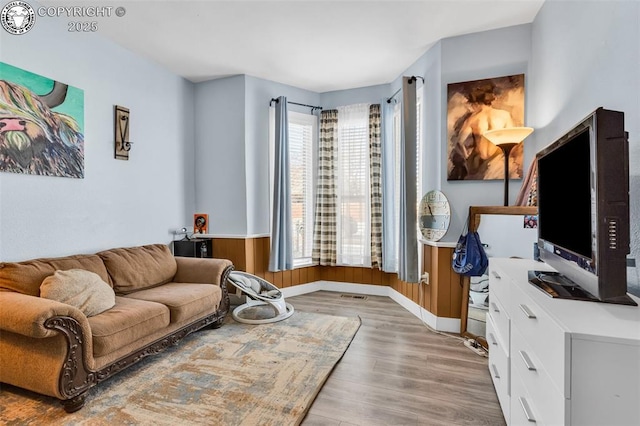 living room featuring light hardwood / wood-style flooring