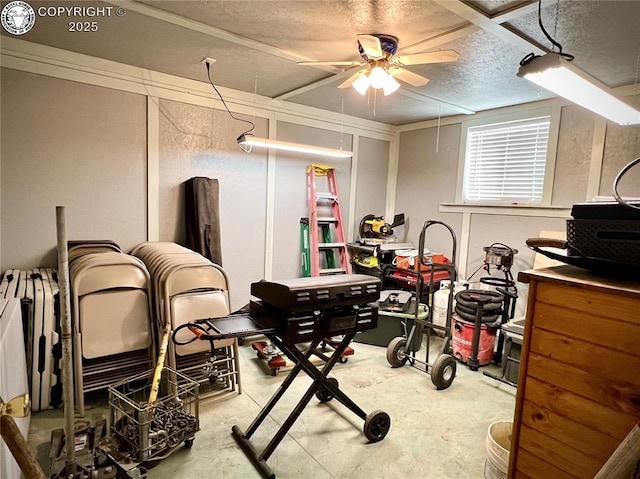 925 C St, Penrose, CO 81240 - workout area featuring a ceiling fan and a textured ceiling