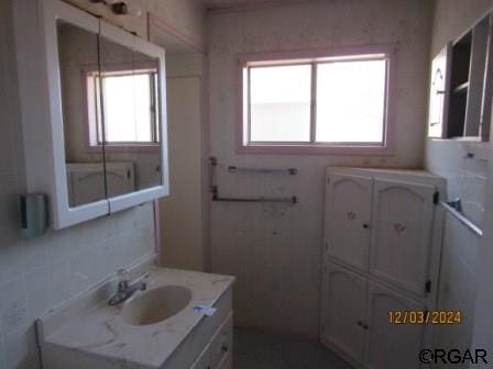 bathroom with vanity and plenty of natural light