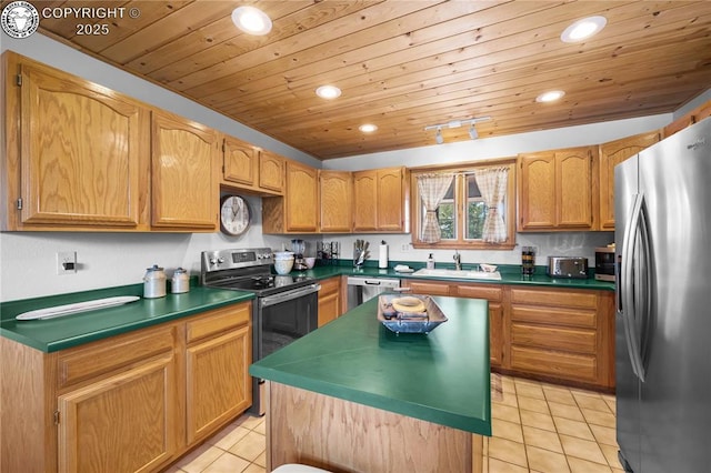 252 Apache Trl, Cotopaxi, CO 81223 - kitchen with a sink, stainless steel appliances, recessed lighting, and light tile patterned floors
