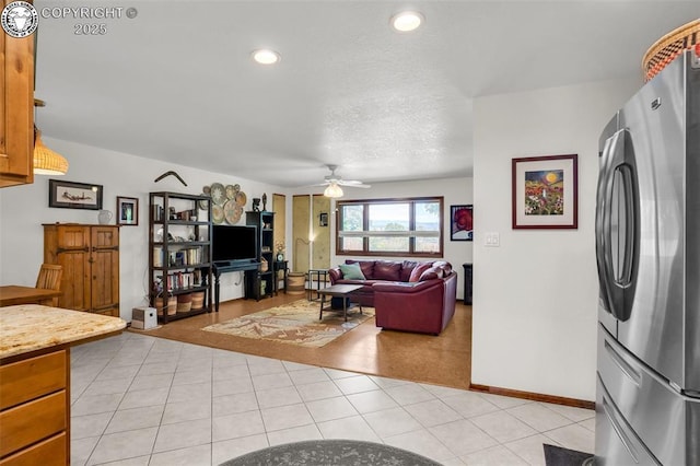 1124 Grand Ave, Canon City, CO 81212 - living area featuring a ceiling fan, recessed lighting, and a textured ceiling
