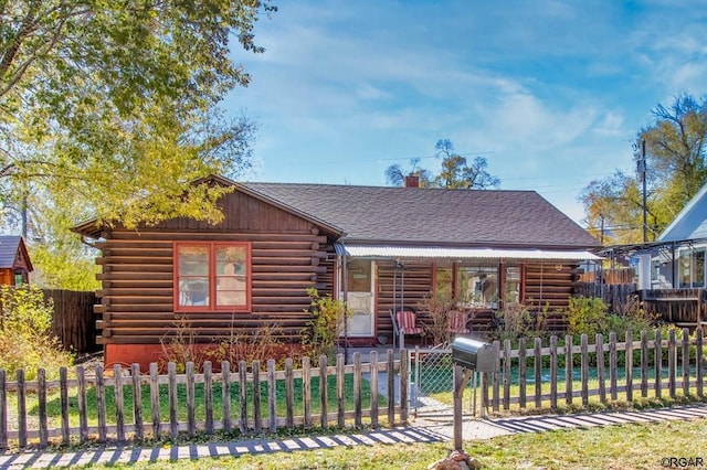 view of log home