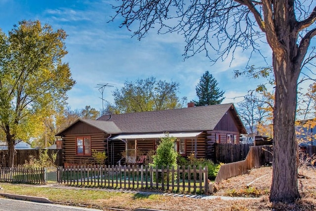 view of log home