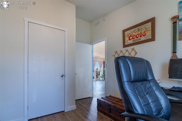 home office featuring wood-type flooring