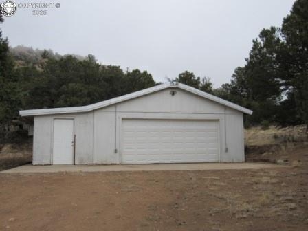 view of detached garage