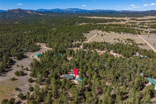 bird's eye view with a mountain view