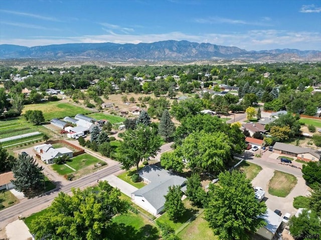 birds eye view of property featuring a mountain view