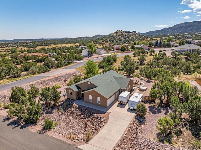 drone / aerial view with a mountain view