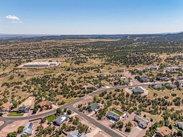 birds eye view of property with a mountain view