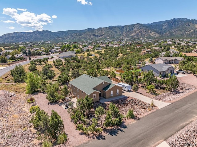 drone / aerial view with a mountain view