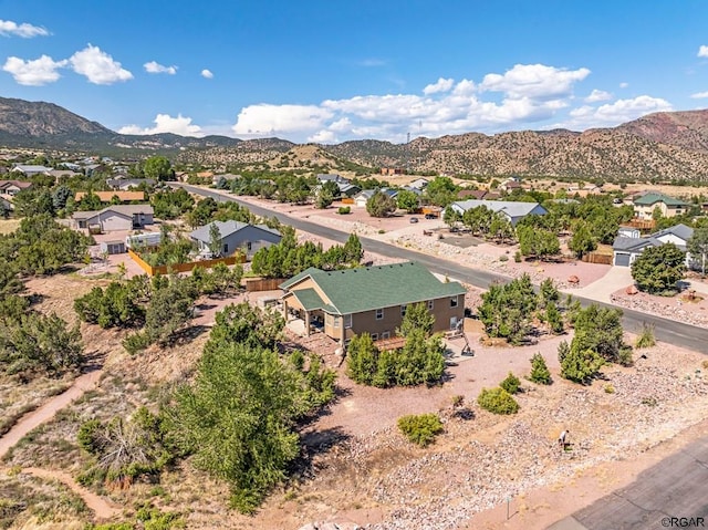 aerial view with a mountain view