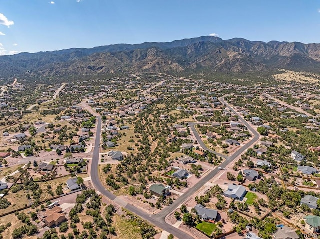 drone / aerial view with a mountain view