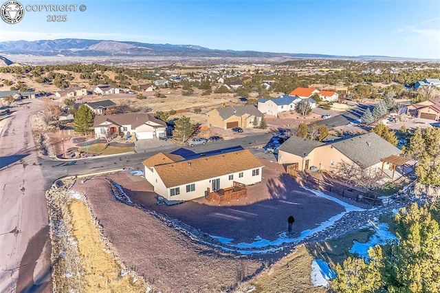 drone / aerial view with a mountain view