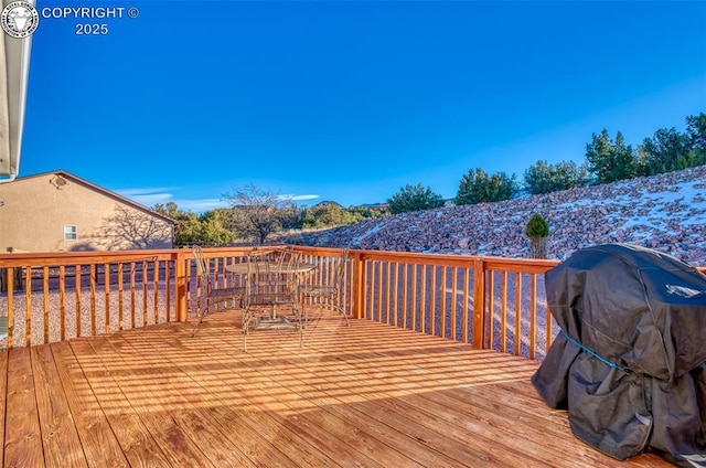 deck featuring area for grilling