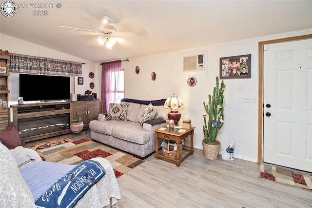 510 N 19th St Unit 1, Canon City, CO 81212 - living room featuring a ceiling fan, wood finished floors, and lofted ceiling