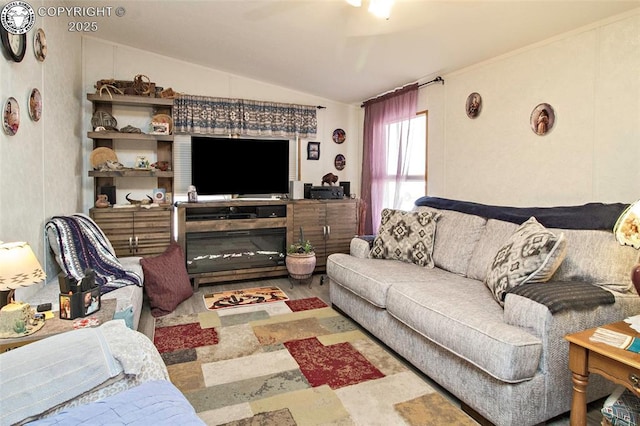 510 N 19th St Unit 1, Canon City, CO 81212 - living room featuring vaulted ceiling and wood finished floors