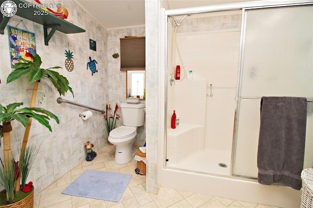 510 N 19th St Unit 1, Canon City, CO 81212 - bathroom with tile patterned flooring, a shower stall, and crown molding