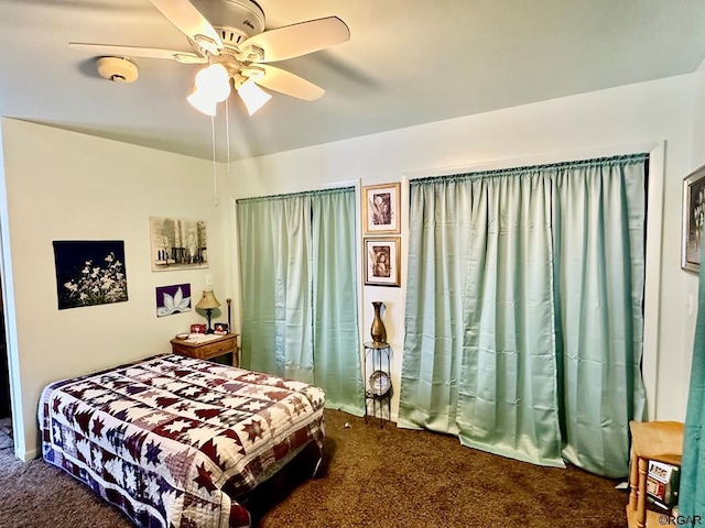 bedroom featuring carpet floors and ceiling fan