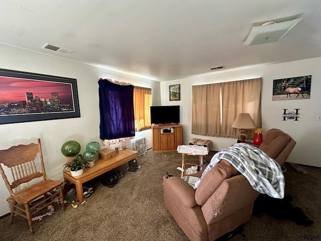 living room featuring carpet flooring