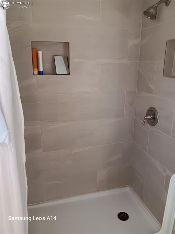 bathroom featuring a shower with curtain