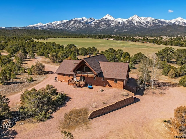 birds eye view of property with a mountain view