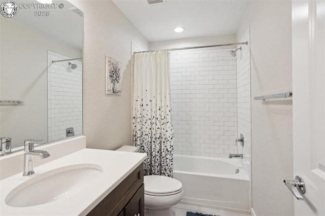 16840 New Autumn Dr, Monument, CO 80132 - bathroom with vanity, toilet, shower / bath combination with curtain, and recessed lighting