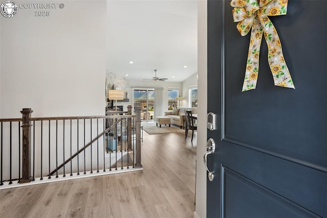 16840 New Autumn Dr, Monument, CO 80132 - foyer featuring light wood-style flooring, recessed lighting, and ceiling fan