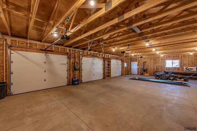 garage with a garage door opener