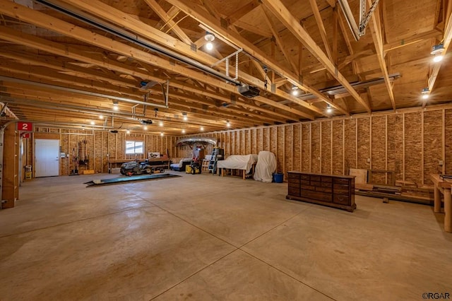 garage with a garage door opener