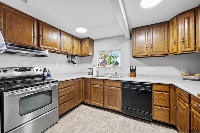 kitchen featuring dishwasher, sink, and electric range