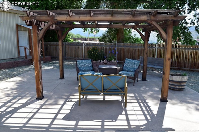 113 Rio Grande Dr, Canon City, CO 81212 - fenced backyard featuring a pergola, an outdoor living space, and a patio