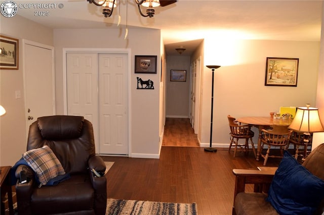 113 Rio Grande Dr, Canon City, CO 81212 - living room featuring dark wood-type flooring and baseboards