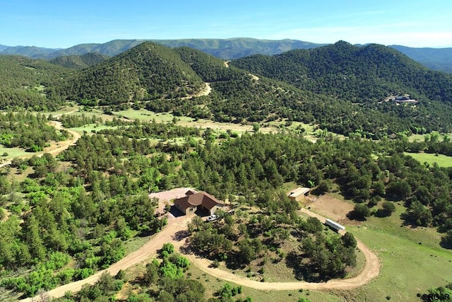 birds eye view of property with a mountain view